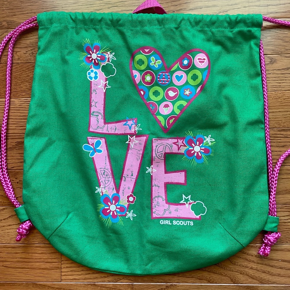 Girl Scouts LOVE Drawstring Backpack - RETIRED